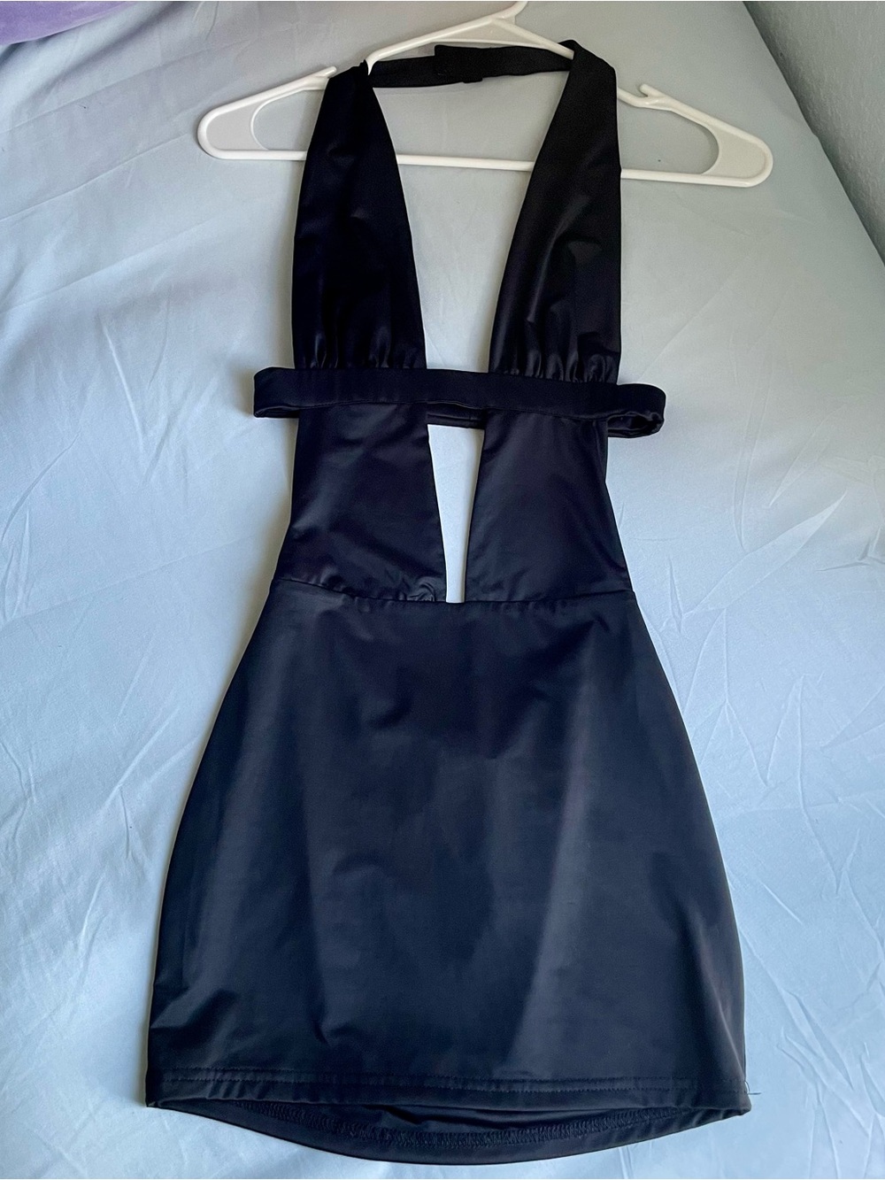 Edikted Black Plunge Open Back Halter Mini Dress Women's Party Dress Size XS